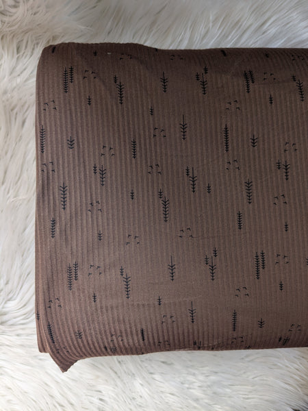 Brown Woodland| Poly Rib Knit |By the Half Yard