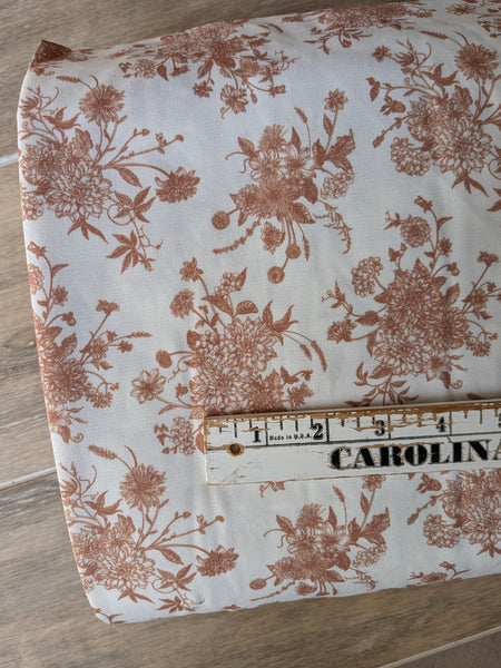 Custom Print|Stencil Bouquet| Polyester Slub Linen Look| By the Half Yard