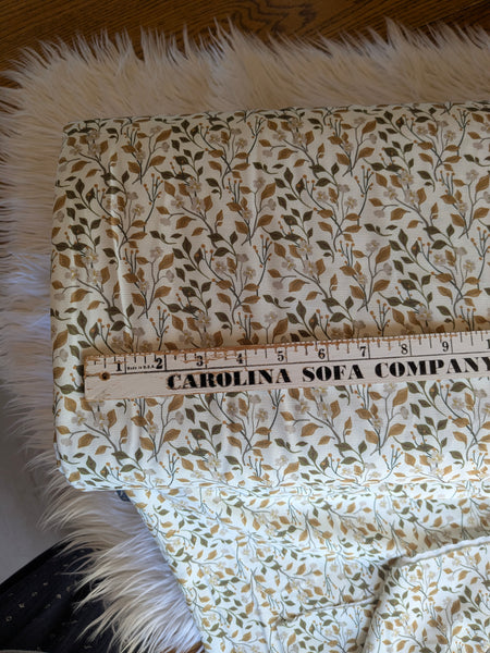 Custom Print|Leafy Print|Polyester Slub Linen Look| By the Half Yard