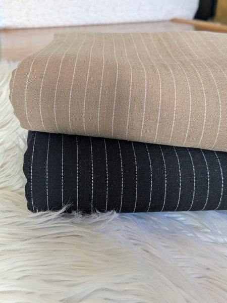 Linen Blend Vertical Pinstripes  | By the Half Yard