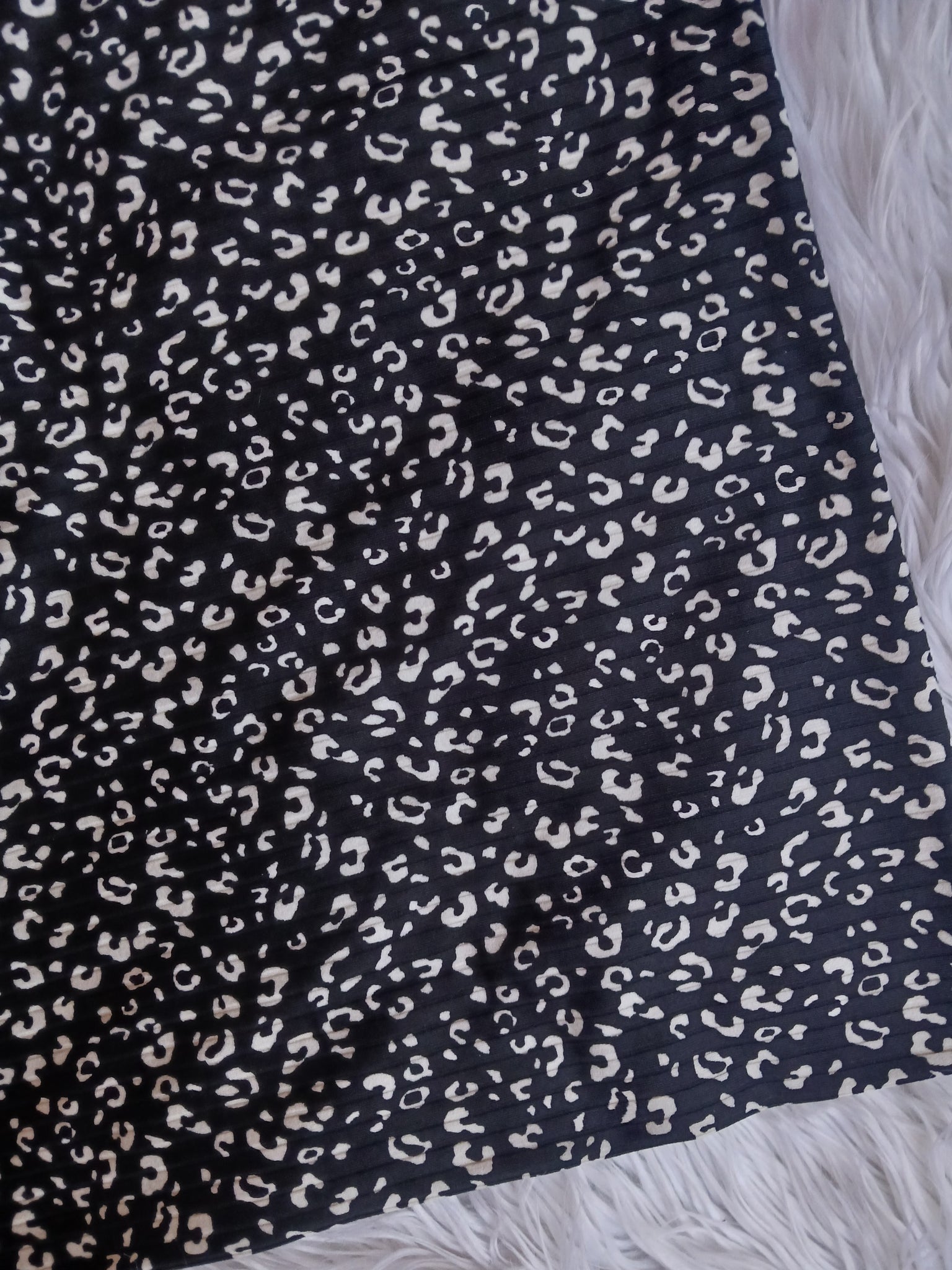 Black & Ivory Animal Print |Yummy Rib Knit|By the Half Yard