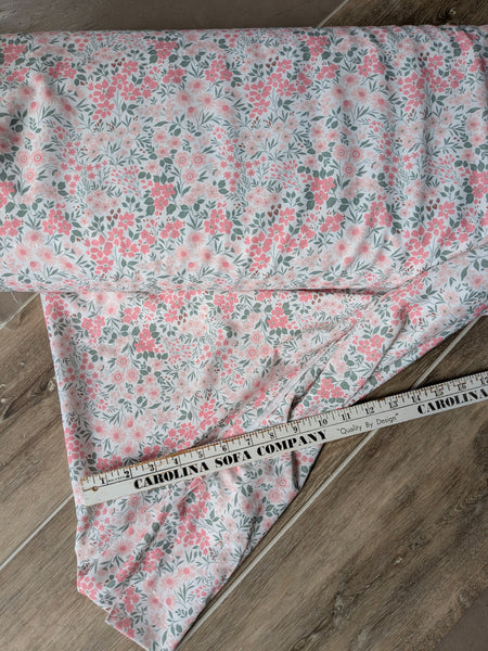 Custom Print | Tickle me Pink Floral |Poly Petite Swiss Dot |By the Half Yard