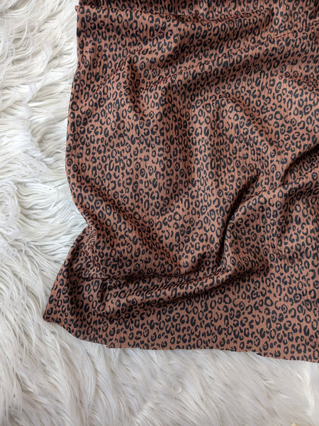 Custom Print | Black Animal Print on Burnt Brown| Unbrushed Rib Knit |By the Half Yard