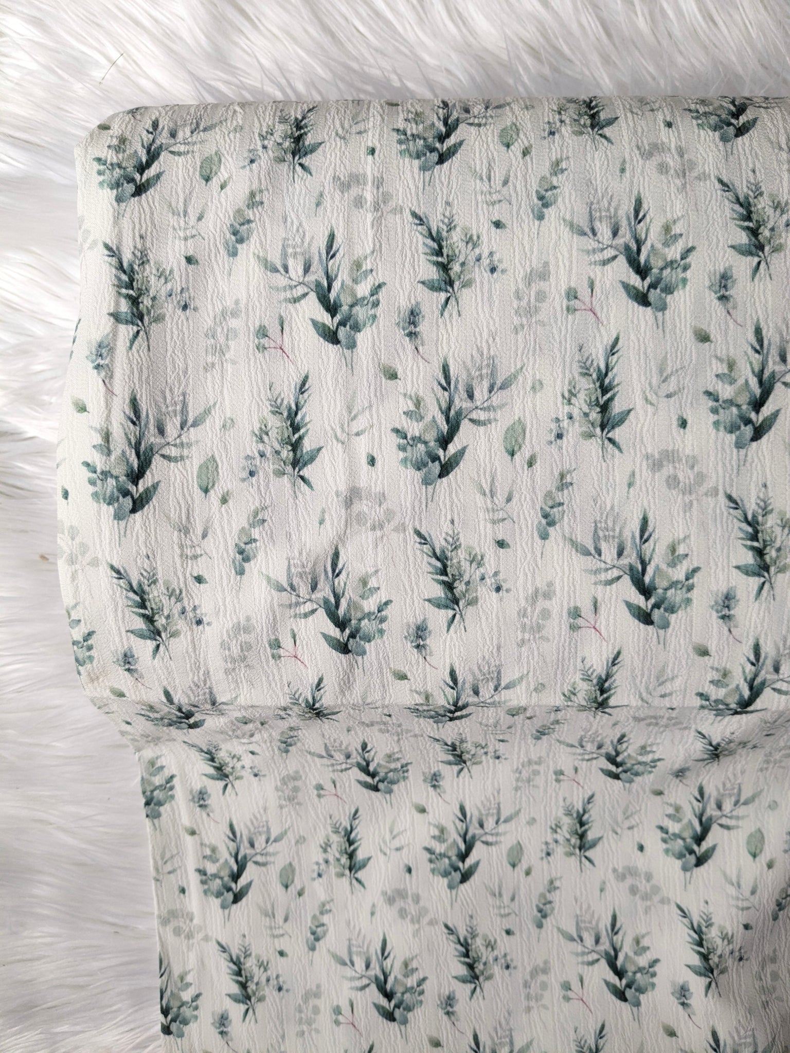 Eucalyptus Sprigs | Seersucker Poly | By the Half Yard