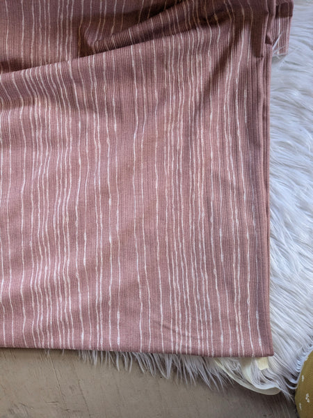 Mauve Vertical Vague Stripes| Variegated  Rib Knit |By the Half Yard