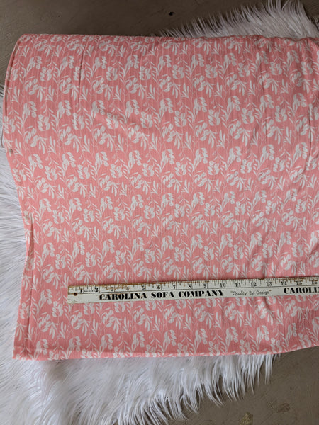 Salmon Leafy Print|Soft Rib Knit|By the Half Yard