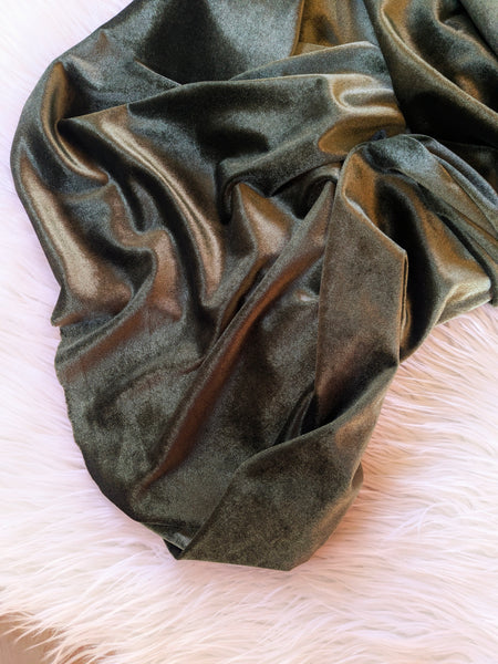 Dusty Olive Stretch Velvet|Solids |By the Half Yard