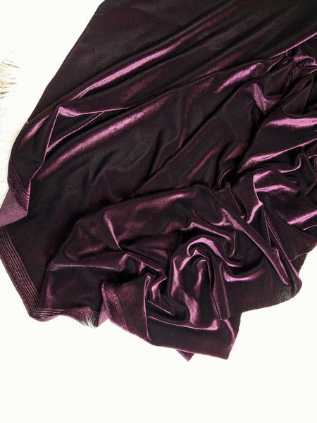 Plum Stretch Velvet|Solids |By the Half Yard