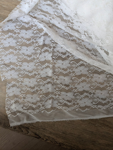Ivory Medium Floral Stretch Lace|Solids| By the Half Yard