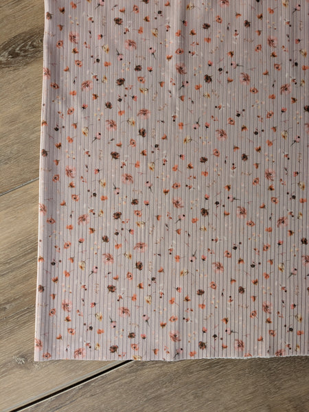 Custom Print | Petite Scattered Floral |Unbrushed Variegated Rib Knit|By the Half Yard