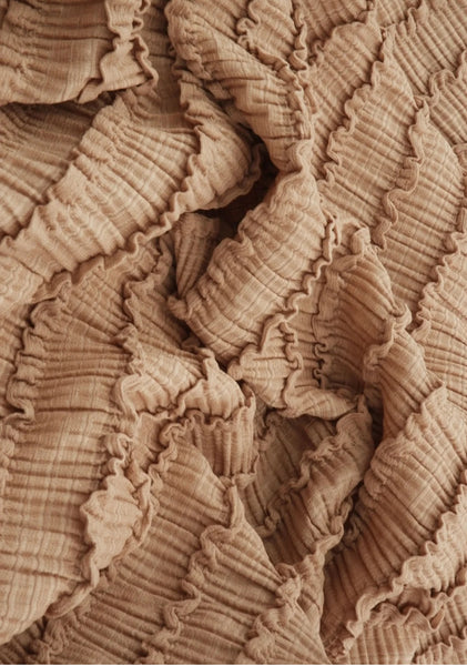 Mocha Ruffled Knit| Crinkle Jacquard Solids|By the Half Yard