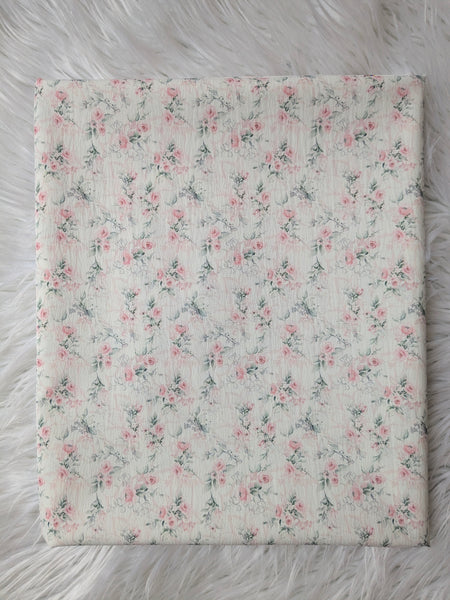 Blush Petite Roses| Summer Crush Crinkle Polyester|By the Half Yard