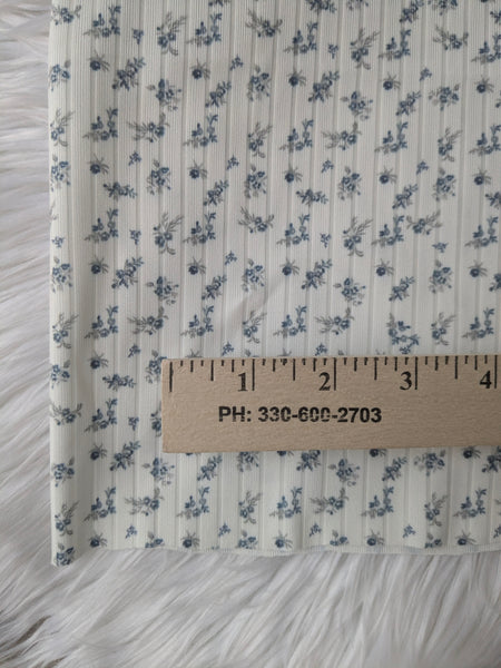 Custom Print| Petite Blue Mini Print| Unbrushed Rib Knit|By the Half Yard