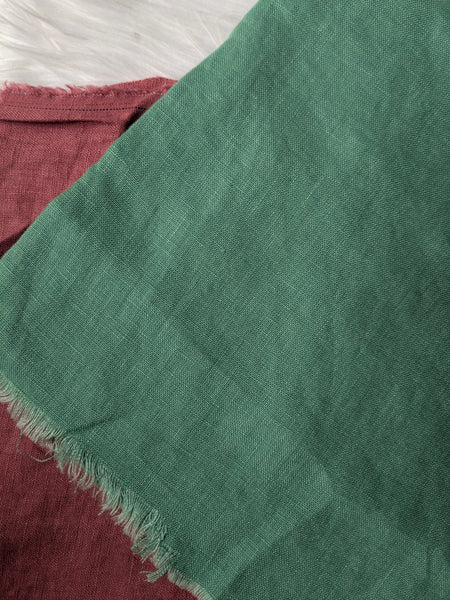 Summer Green Stonewashed Organic 100% Linen | Solids | By the Half Yard