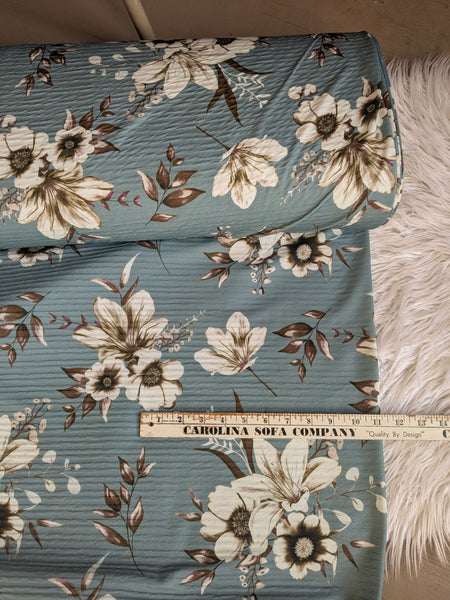 Aqua Blue Embossed Poly Knit| By the Half Yard