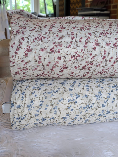 Floral Sprigs| Linen Rib Knit 48/50" wide | By the Half Yard