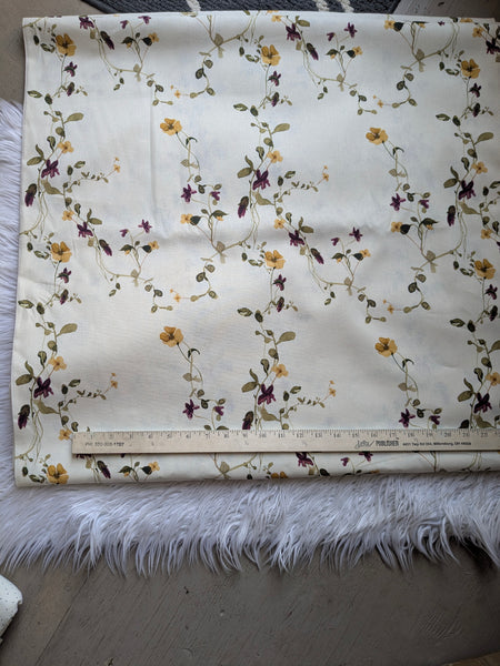 Plum & Mustard Trailing Floral |Linen Cotton| By the Half Yard