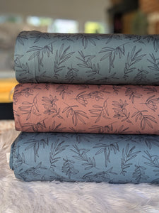 Custom Print|Olive Sprigs| Single Brushed Poly|By the Half Yard