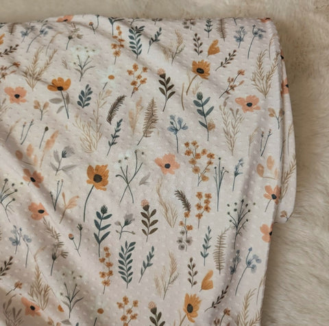 Wildflower Sprigs | Swiss Dot Knit |By the Half Yard