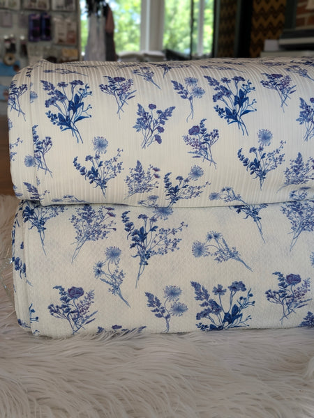 Custom Print |Chinoiserie Bouquets Textured Missioni or Rib Knit| By the Half Yard