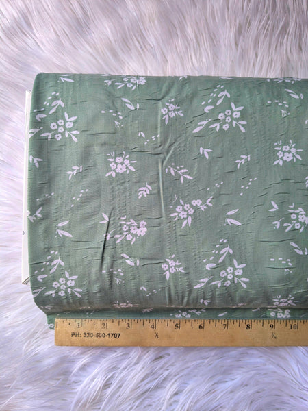 Ivory Stems |Poly Cotton Crinkle | By the Half Yard