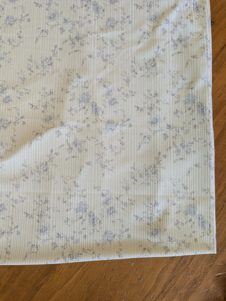 Custom Print |Cottage Blue on Cream | Unbrushed Variegated Rib Knit|By the Half Yard