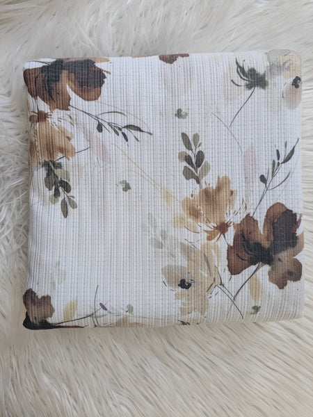 Watercolor Bouquet| Pointelle Rib Knit|By the Half Yard