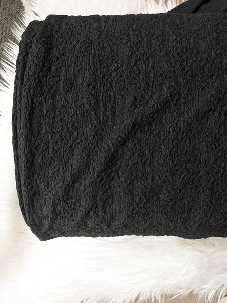 Rosie Black Lacy Look Knit Solids|By the Half Yard