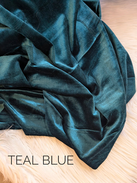 Teal Blue Stretch Velvet|Solids |By the Half Yard
