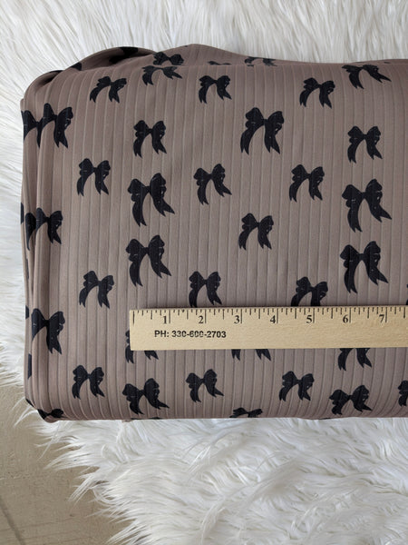 Custom Print | Ribbons & Bows  |Unbrushed Rib Knit|By the Half Yard