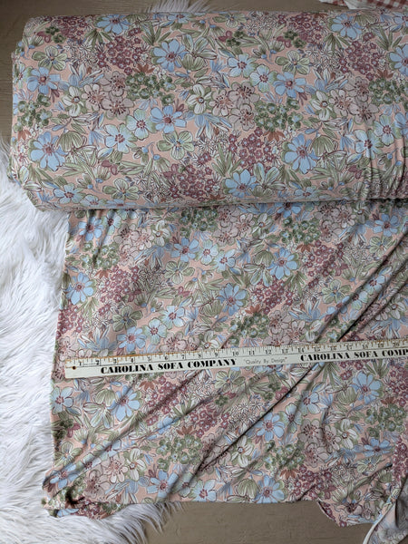 Mauve & Sky Blue Watercolor Floral DTY | By the Half Yard
