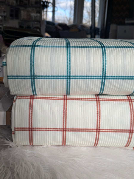 Custom Print | Windowpane Plaid | Unbrushed Rib Knit|By the Half Yard