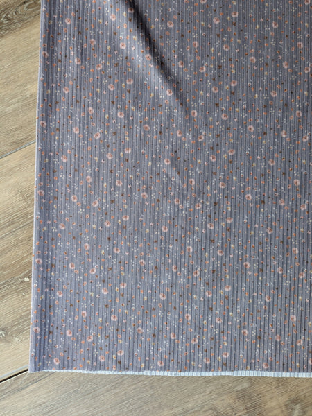 Custom Print | Petite Scattered Floral |Unbrushed Variegated Rib Knit|By the Half Yard
