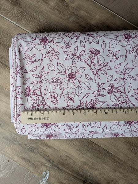 Custom Print| Stencil Floral | Polyester Petite Swiss Dot |By the Half Yard