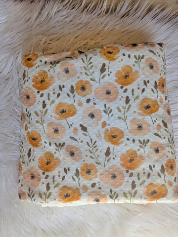 Custom Print | Butterscotch Floral| Swiss Dot Knit |By the Half Yard