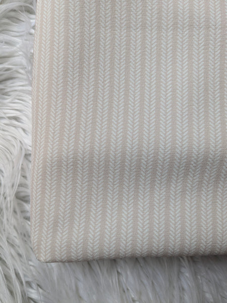 Custom Print |Neutral Herringbone| Polyester Linen Look| By the Half Yard