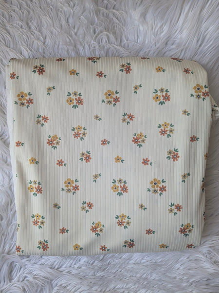 Custom Print |Vintage Bouquet  |Unbrushed Rib Knit|By the Half Yard
