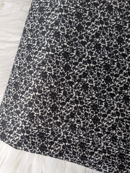 Custom Design| Inverted Micro Floral Print |Unbrushed Rib Knit|By the Half Yard