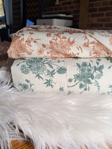 Stencil Bouquet| Unbrushed Rib Knit|By the Half Yard