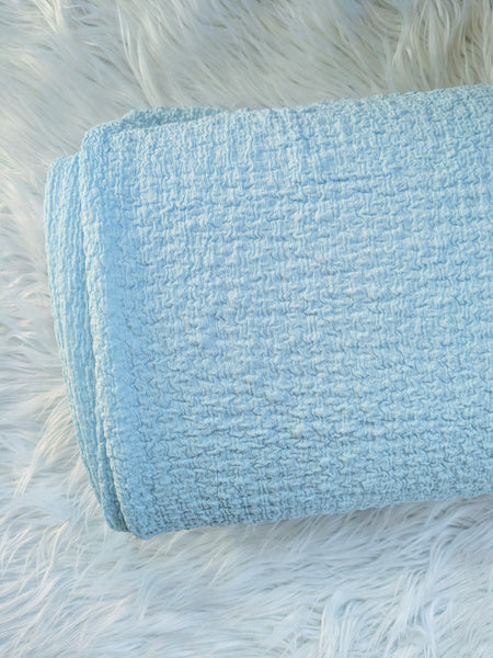 Soft Light Blue Knit| Textured Solids|By the Half Yard