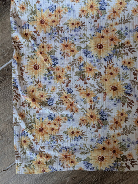 Sunflower Blooms in Soft Cream |Summer Breeze Knit|By the Half Yard