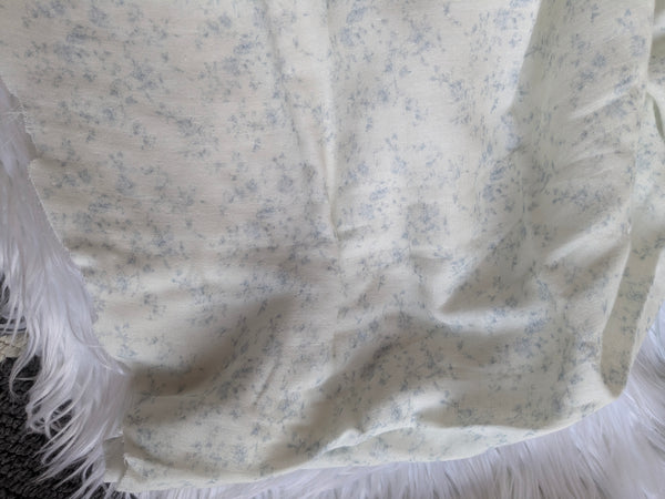 Custom Print |Petite Blue Trailing on Cream |Printed Double Gauze Cotton| By the Half Yard
