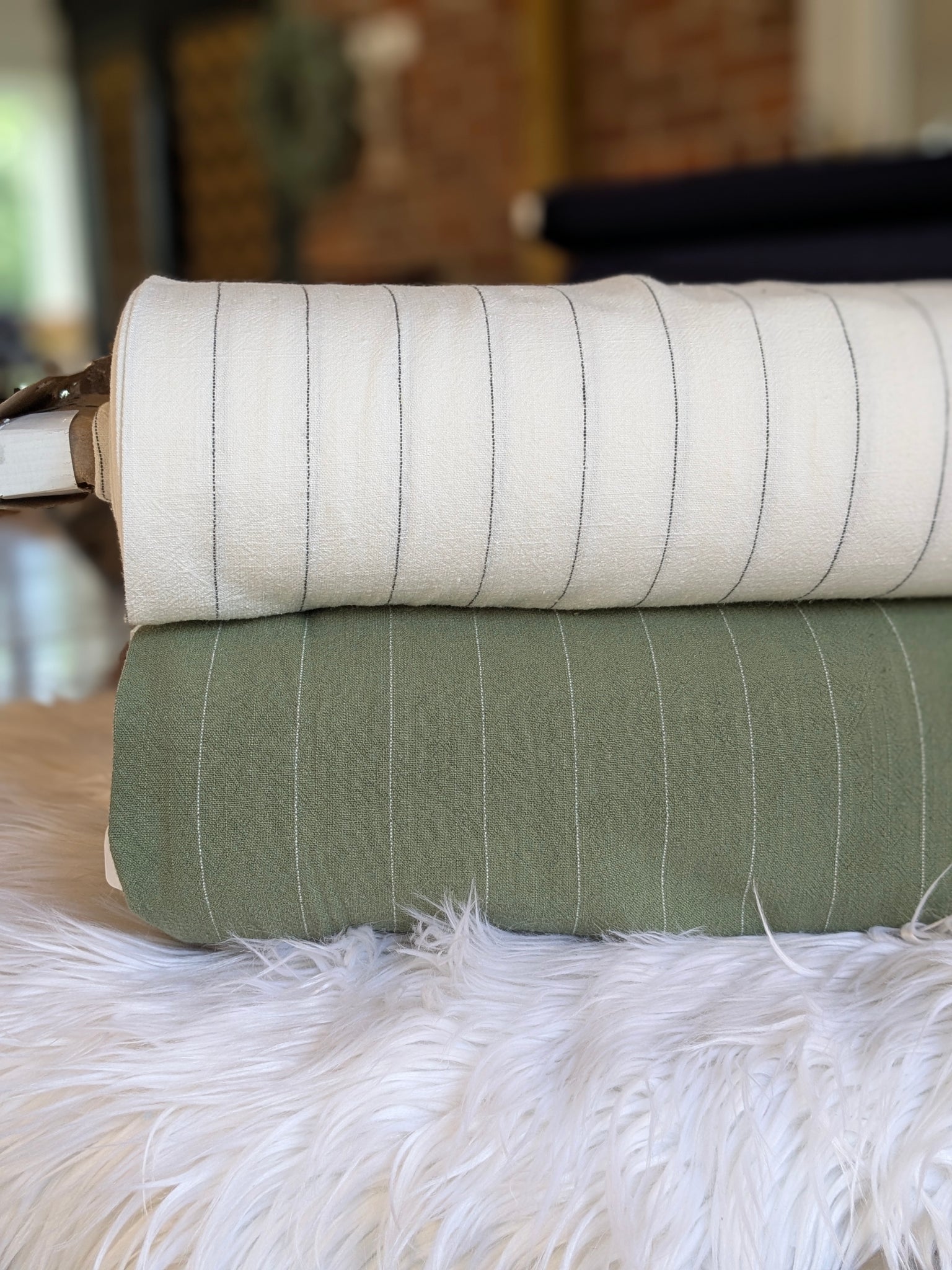 Linen Blend Pinstripes  | By the Half Yard
