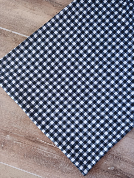 Black Gingham Small Plaid | Yummy Rib Knit|By the Half Yard