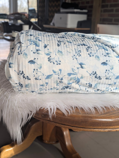 Custom Print|Navy Wintery Toss| Wide Yummy Rib Knit|By the Half Yard