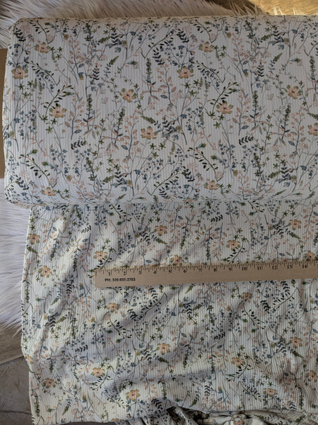 Amber Wildflower Floral|Unbrushed Rib Knit|By the Half Yard