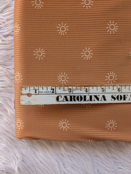 Custom Print | Suns on Butterscotch |  Unbrushed Rib Knit|By the Half Yard