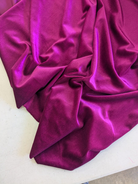 Magenta Stretch Velvet|Solids |By the Half Yard