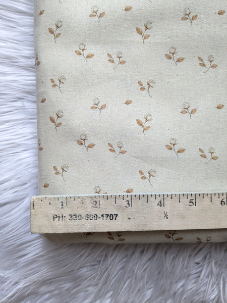Rust & Ivory Rosebuds|Linen Cotton| By the Half Yard