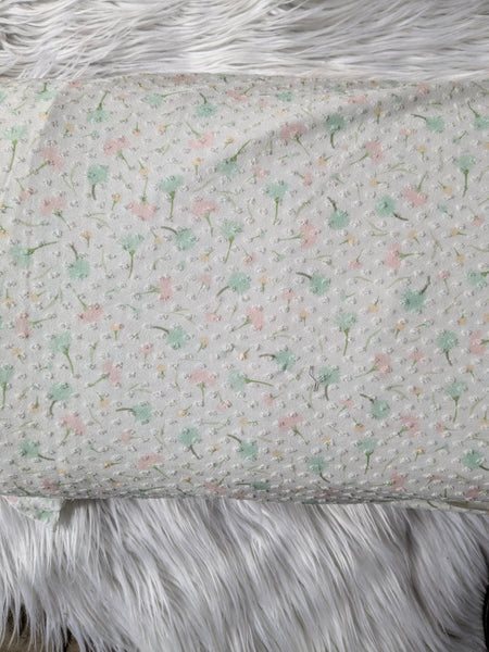 Seafoam & Peach Puffs | Swiss Dot Knit |By the Half Yard